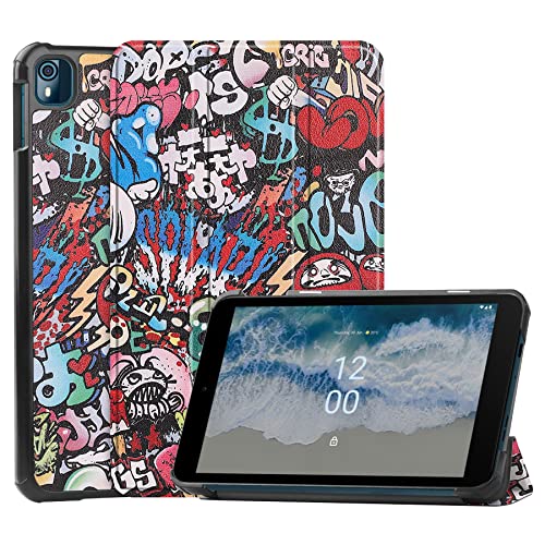 YBROY Hülle für Nokia T10 Tablette, Ultra Dünn mit Auto aufwachen/Schlaf Funktion Standfunktion Case, PU Leder Schutzhülle für Nokia T10.(Graffiti) von YBROY