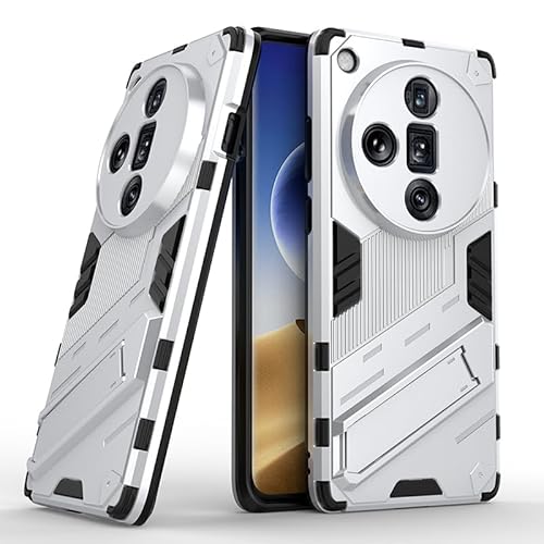 YBROY Hülle für Oppo Find X7 Pro, Soft TPU + Hard PC, Ganzkörper Robuste Stoßfeste Schutzhülle, Standfunktion, Handyhülle Cover Case für Oppo Find X7 Pro.(Silber) von YBROY
