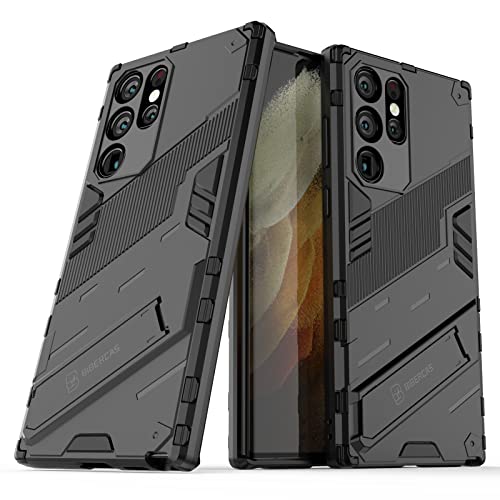 YBROY Hülle für Samsung Galaxy S22 Ultra 5G, Soft TPU + Hard PC, Ganzkörper Robuste Stoßfeste Schutzhülle, Standfunktion, Handyhülle Cover Case für Samsung Galaxy S22 Ultra 5G.(Schwarz) von YBROY