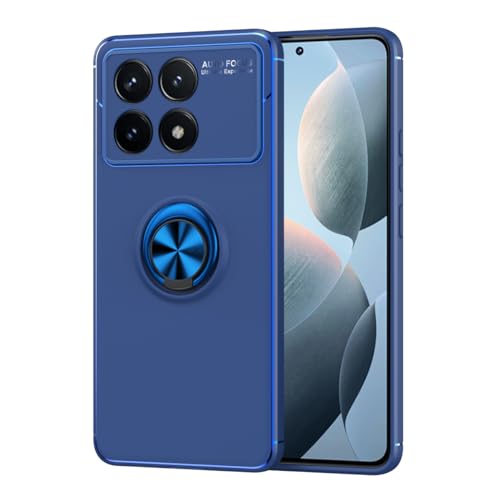 YBROY Hülle für Xiaomi Poco X6 Pro 5G, Ultradünne Soft TPU Silikon Case, 360 Grad drehbarer Ringhalter, Handyhülle Schutzhülle für Xiaomi Poco X6 Pro 5G.(Blau) von YBROY