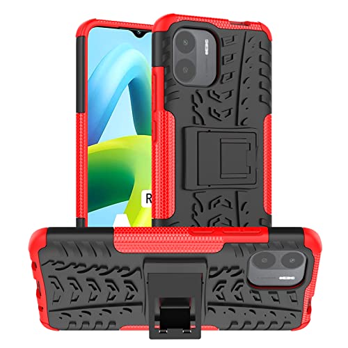 YBROY Hülle für Xiaomi Redmi A2, Soft TPU + Hard PC, Ganzkörper Robuste Stoßfeste Schutzhülle, Standfunktion, Handyhülle Cover Case für Xiaomi Redmi A2.(Rot) von YBROY