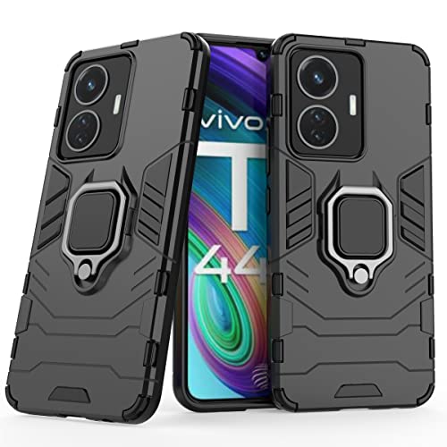 YBROY Hülle für vivo T1 44W, Soft TPU + Hard PC, Ganzkörper Robuste Stoßfeste Schutzhülle, Standfunktion, Handyhülle Cover Case für vivo T1 44W.(Schwarz) von YBROY