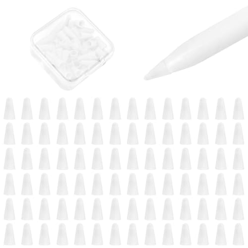 Silikon-Federkappe für Apple Pencil 1. und 2. Generation, 100 Stück, kein Lärm, iPad Pencil Feder geeignet (weiß) von YBSUCLD