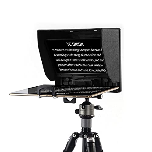 YC Onion Faltbarer Teleprompter für Max 10" Smartphone Tablet mit Tragetasche Objektivadapterringe Fernbedienung Unterstützungstelefon DSLR-Kamera Videoaufzeichnung für TikTok YouTube Live Streaming von YC Onion