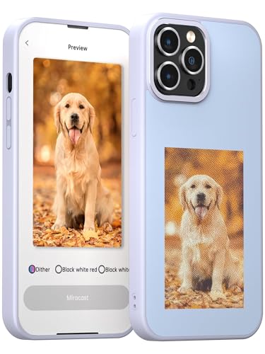 YCE Smart NFC Handyhülle Telefonhülle mit E-Ink-Bildschirm DIY personalisierte iPhone-Hülle mit Fotowechsel für iPhone 13/14,14 Pro/Max | iPhone 15,Pro/Max (3.5 Zoll Tintendisplay Bild),Lila von YCE