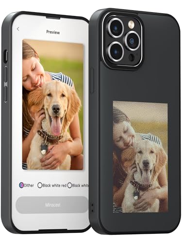 YCE Smart NFC Handyhülle Telefonhülle mit E-Ink-Bildschirm DIY personalisierte iPhone-Hülle mit Fotowechsel für iPhone 13/14,14 Pro/Max | iPhone 15,Pro/Max (3.5 Zoll Tintendisplay Bild),Schwarz von YCE