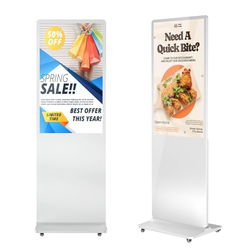 YCKJNB 43 Zoll Vertical Monitor, Digitales Werbedisplay Kundenstopper, Werbeaufsteller, Tragbarer Monitor IPS HD LCD Bildschirm, Digital Signage, Smart Monitor, Interaktive Anzeigetafel von YCKJNB