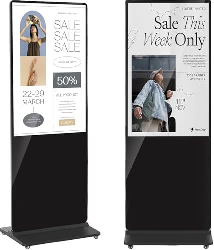 YCKJNB 49 Zoll Vertical Monitor, Werbedisplay Kundenstopper, Werbeaufsteller, Tragbarer Monitor IPS HD LCD Bildschirm, Digital Signage, Smart Monitor, Interaktive Anzeigetafel von YCKJNB