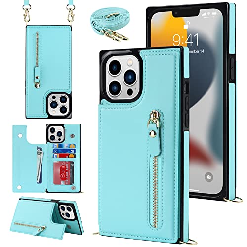 YDIJCYAN Handyhülle für iPhone 15 Pro Max Etui mit Kartenfach Hülle mit Verstellbarer Halskette, iPhone 15 Pro Max Handytasche mit Reißverschluss Geldbörse -grün YDIJCYAN Handyhülle für iPhone 15 Pro Max Etui mit Kartenfach Hülle mit Verstellbarer Halskette, iPhone 15 Pro Max Handytasche mit Reißverschluss Geldbörse -grün von YDIJCYAN