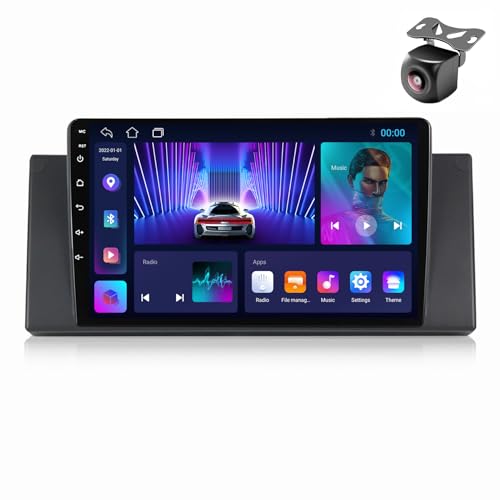 Android 14 Autoradio für BMW 5 Series E39 E53 X5 M5 1995 1996-2006 GPS Navigation 9 Zoll Kapazitiver Touchscreen Auto Stereo Mit Lüfter Radio RDS FM SWC Carplay Android Auto (M150CP 4core 2+32G) von YDLXYWL