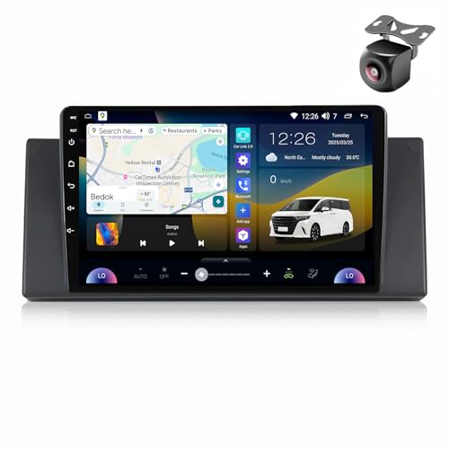 Android 14 Autoradio für BMW 5 Series E39 E53 X5 M5 1995 1996-2006 GPS Navigation 9 Zoll Kapazitiver Touchscreen Auto Stereo Mit Lüfter Radio RDS FM SWC Carplay Android Auto (M200S 8core 2+32G) von YDLXYWL