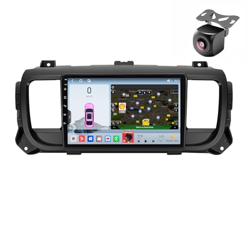 Android 14 Autoradio für Citroen Jumpy 3 SpaceTourer 1 für Peugeot Expert 3 2016-2021 GPS Navigation 9 Zoll Kapazitiver Touchscreen Auto Stereo Mit Lüfter Carplay Android Auto (M800S 8core 8+256G) von YDLXYWL