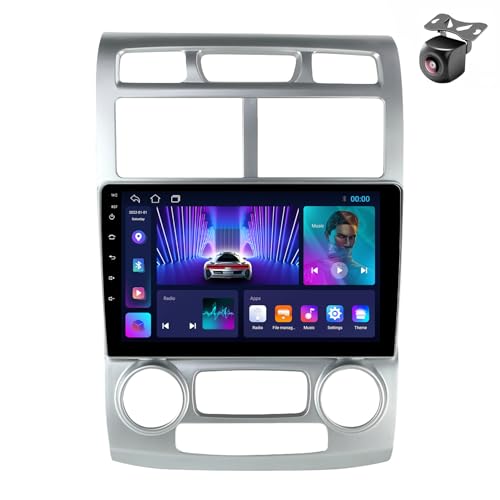 Android 14 Autoradio für Kia Sportage 2 2004 2005 2006 2007 2008 2009 2010 GPS Navigation 9 Zoll Kapazitiver Touchscreen Auto Stereo Mit Lüfter SWC FM RDS Carplay Android Auto (M100CP 4core 1+32G) von YDLXYWL