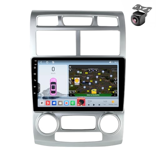 Android 14 Autoradio für Kia Sportage 2 2004 2005 2006 2007 2008 2009 2010 GPS Navigation 9 Zoll Kapazitiver Touchscreen Auto Stereo Mit Lüfter SWC FM RDS Carplay Android Auto (M600S 8core 6+128G) von YDLXYWL
