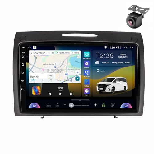 Android 14 Autoradio für Mercedes Benz SLK Class R171 W171 2004-2011 GPS Navigation 9 Zoll Kapazitiver Touchscreen Auto Stereo Mit Lüfter SWC WiFi FM RDS Carplay Android Auto (M400S 8core 4+64G) von YDLXYWL