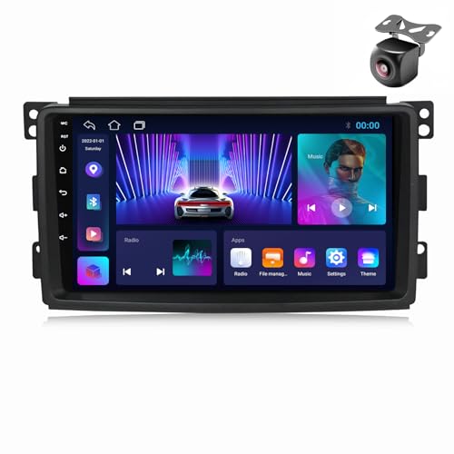 Android 14 Autoradio für Mercedes Benz Smart Fortwo 451 2005 2006-2009 GPS Navigation 9 Zoll Kapazitiver Touchscreen Auto Stereo Mit Lüfter SWC WiFi RDS Carplay Android Auto (M150CP 4core 2+32G) von YDLXYWL