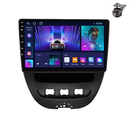 Android 14 Autoradio für Peugeot 107 für Toyota Aygo für Citroen C1 2005-2014 GPS Navigation 9 Zoll Kapazitiver Touchscreen Auto Stereo Mit Lüfter SWC RDS Carplay Android Auto (M100CP 4core 1+32G) von YDLXYWL