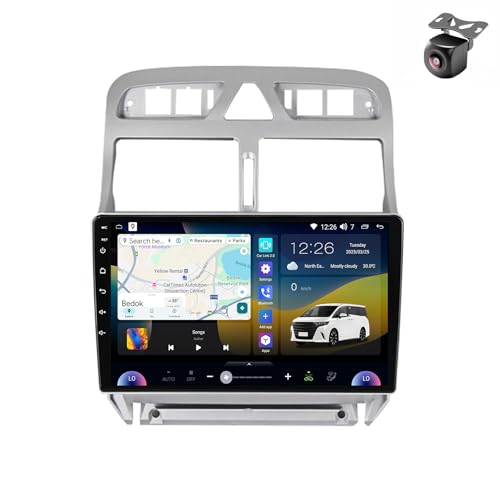 Android 14 Autoradio für Peugeot 307 307CC 307SW 2002 2003 2004-2013 GPS Navigation 9 Zoll Kapazitiver Touchscreen Auto Stereo Mit Lüfter Radio RDS FM SWC Carplay Android Auto (M200S 8core 2+32G) von YDLXYWL