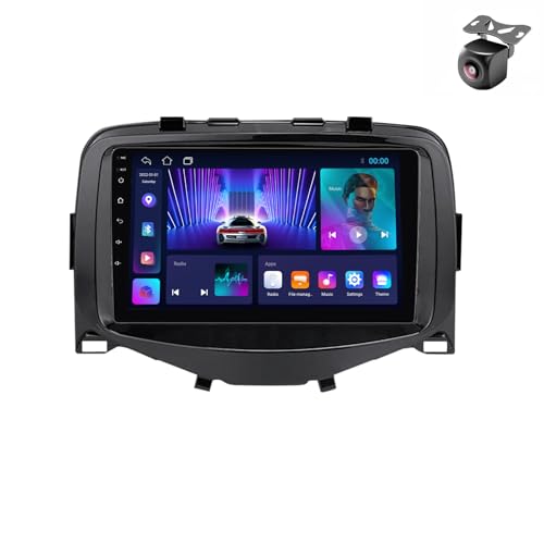 Android 14 Autoradio für Toyota Aygo für Peugeot 108 für Citroen C1 2015 2016 2017 2018 2019 2020 GPS Navigation 9 Zoll Kapazitiver Touchscreen Auto Stereo Mit Radio SWC Carplay (M150CP 4core 2+32G) von YDLXYWL