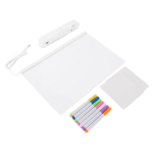 YDRCESMI Trockenlöschtafel aus Acryl mit Licht, transparente Desktop-Notiztafel, Memo-Whiteboard, Notizblock, Tisch, LED-Buchstaben-Massagetafel mit 7 Markierungen YDRCESMI Trockenlöschtafel aus Acryl mit Licht, transparente Desktop-Notiztafel, Memo-Whiteboard, Notizblock, Tisch, LED-Buchstaben-Massagetafel mit 7 Markierungen von YDRCESMI