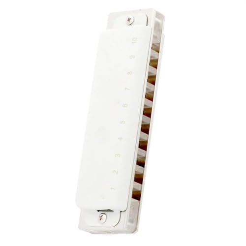 10-Loch Diatonische Mundharmonika Transparenter Kamm mit weißer Abdeckung Professionelles Musikinstrument Mundharmonika-Set (Color : D) von YDVGERTH