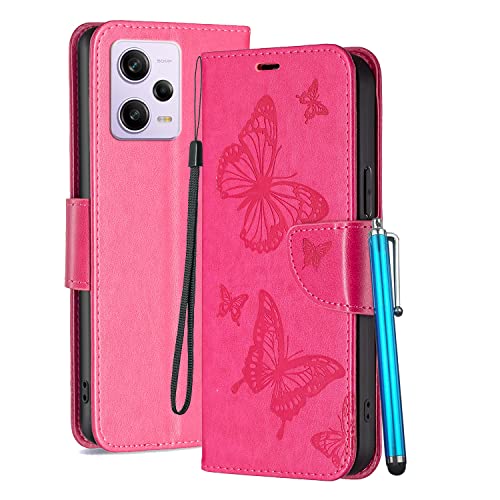 YEALLY Handyhülle für Xiaomi Redmi Note 12 Pro Plus Leder Tasche Hülle für Redmi Note 12 Pro Plus Klapphülle Brieftasche mit Kartenfächer Silikon Schutzhülle für Redmi Note 12 Pro+, Rosa von YEALLY