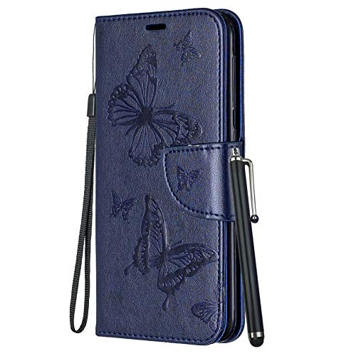 YEALLY Handyhüllen für Samsung Galaxy A14 5G Ledertasche Klapphülle Schmetterling Brieftasche Schutz Hülle für Samsung Galaxy A14 5G Silikonhülle mit Kartenfächer Magnetverschluss (Blau) von YEALLY