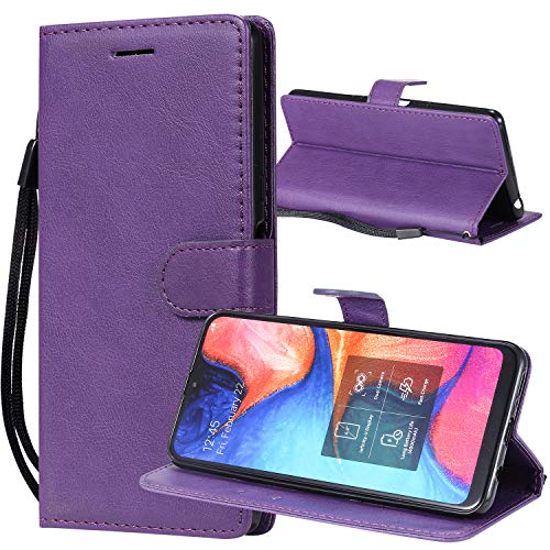 YEALLY Handyhüllen für Samsung Galaxy M32 (4G) Lederhülle Brieftasche mit Magnetverschluss Kartenfächer Silikon Schutzhülle für Samsung Galaxy M32 (4G), Lila von YEALLY