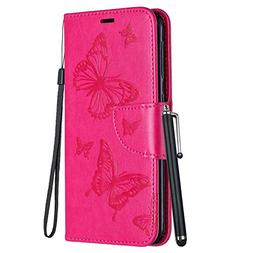 YEALLY Handyhüllen für Samsung Galaxy S23 Ledertasche Klapphülle Schmetterling Brieftasche Schutz Hülle für Samsung Galaxy S23 Silikonhülle mit Kartenfächer Magnetverschluss (Rosa) von YEALLY