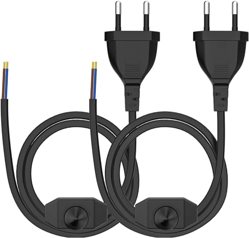 Euro Netzkabel mit Schalter, 5 Meter LED Dimmer, 2 X Euro Stecker Verlängerungskabel Drehdimmer Typ C, 2 x 0,5 mm² , für Leuchten, Lampen, Leuchtmittel, Schwarz Euro Netzkabel mit Schalter, 5 Meter LED Dimmer, 2 X Euro Stecker Verlängerungskabel Drehdimmer Typ C, 2 x 0,5 mm² , für Leuchten, Lampen, Leuchtmittel, Schwarz von YEAPOW