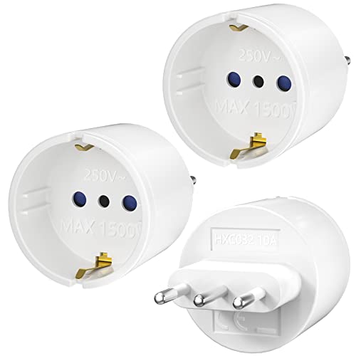 3 Stück Adapter Italien Steckdose, Deutschland auf Italien Reisestecker, Netzadapter 3er Pack DE to IT 2 Pin Europa 3 Italien Stecker Typ L Schuko Adapter EU auf Chile, weiß 3 Stück Adapter Italien Steckdose, Deutschland auf Italien Reisestecker, Netzadapter 3er Pack DE to IT 2 Pin Europa 3 Italien Stecker Typ L Schuko Adapter EU auf Chile, weiß von YEAPOW