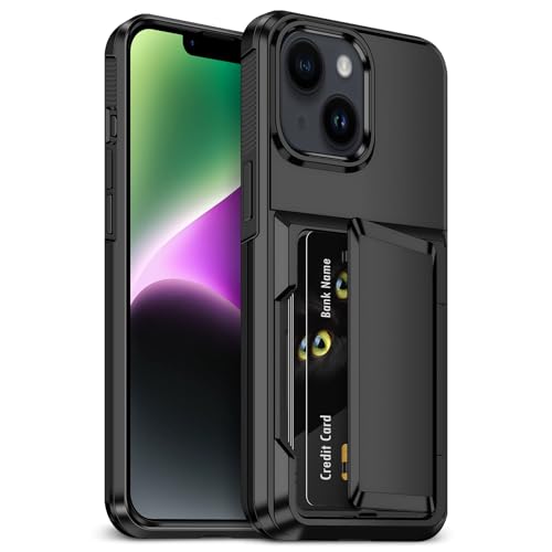 YEBOLU Schutzhülle für iPhone 14 mit Kartenhalter [Max 5 Karten], robuste, stoßfeste Schutzhülle, zweilagig, versteckter Kartenschlitz, Brieftaschen-Schutzhülle für iPhone 14, Handyhülle für Damen und von YEBOLU