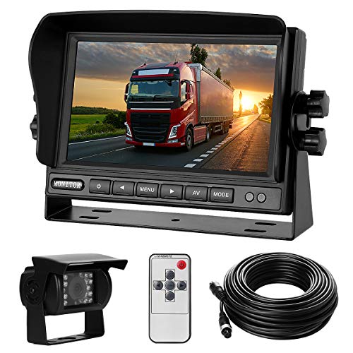 Rückfahrkamera-Set mit 7"-LCD-Monitor & 170° Weitwinkel- Rückfahrkamera, IP68 wasserdicht, 18IR Nachtsicht, für LKW/Anhänger/Bus/Van/Landwirtschaft/Schwertransport(12-24 Volt) von YEDDY