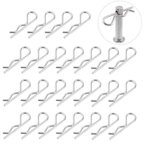 60 Stück Edelstahl-R-Clips, gewellte silberne Auto-R-Clip-Stifte, silberne Federklammern für Automobil und Maschinen, langlebige R-Clips für LKW, Traktoren und Rasenmäher 60 Stück Edelstahl-R-Clips, gewellte silberne Auto-R-Clip-Stifte, silberne Federklammern für Automobil und Maschinen, langlebige R-Clips für LKW, Traktoren und Rasenmäher von YEDJFFIYO