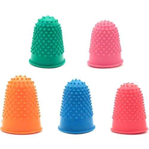 Fingerhüte aus Gummi, mehrfarbig, wiederverwendbar, weiche Gummi-Fingerhüte für Papierarbeiten, Basteln und Geldzählen, bequemer Silikon-Fingerschutz für Büro, Bank, 5 Stück Fingerhüte aus Gummi, mehrfarbig, wiederverwendbar, weiche Gummi-Fingerhüte für Papierarbeiten, Basteln und Geldzählen, bequemer Silikon-Fingerschutz für Büro, Bank, 5 Stück von YEDJFFIYO
