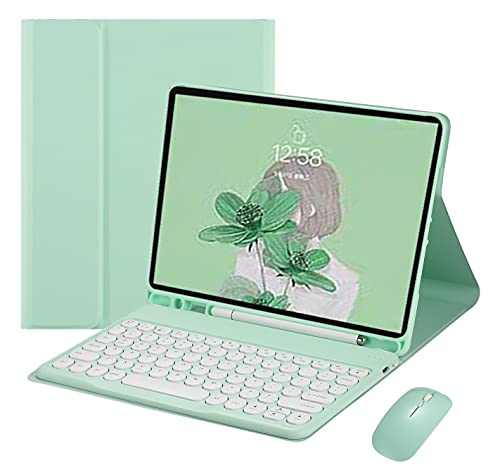 Tastatur-Hülle mit Maus für iPad 6, iPad 5, Air 2, Pro 9,7 Farben, runde Tastenkappen, niedliche Bonbonfarben, abnehmbare Tastatur, iPad 6. 5. Generation (iPad5/iPad6/Air2/Pro9.7, Mintgrün) von YEEHi