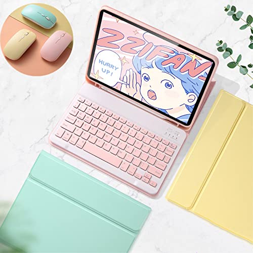 Tastaturhülle für iPad 10. Generation 2022, 27,7 cm (10,9 Zoll), Tastaturhülle mit Maus, niedlich, abnehmbar, abnehmbar, kabellos, Bluetooth-Tastaturabdeckung für iPad 10 (Gelb) von YEEHi