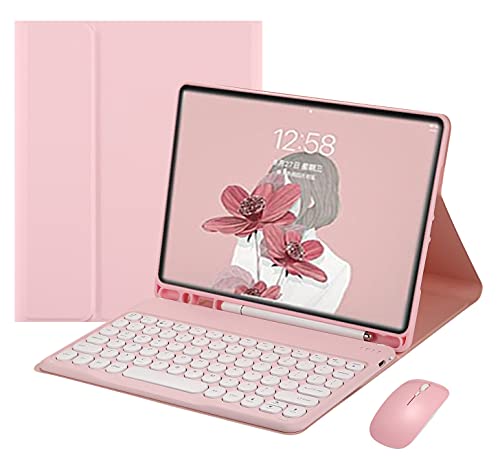 YEEHi 2022 Neue iPad Pro 11 Zoll 4. 3. 2. Generation Tastaturhülle mit Maus, niedliche Farbe, Tastatur, Retro, runde Tastatur, abnehmbare Bluetooth-Tastaturabdeckung (iPadPro11, Pink) von YEEHi