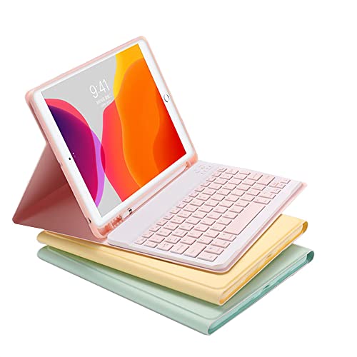YEEHi Farbige Tastatur für Galaxy Tab A8 10,5 Zoll 2021 (SM-X200/SM-X205) Tastaturhülle, niedlich, abnehmbar, kabellose Bluetooth-Tastaturabdeckung (Rosa) von YEEHi