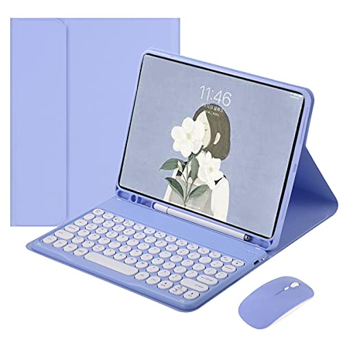 YEEHi Tastatur-Hülle für iPad Mini 6. Generation, niedliche Farbtastatur, Retro-Tastatur, runde Tasten, Bonbonfarben, Bluetooth, abnehmbare Tastatur 2021, iPad Mini 6, Violett von YEEHi