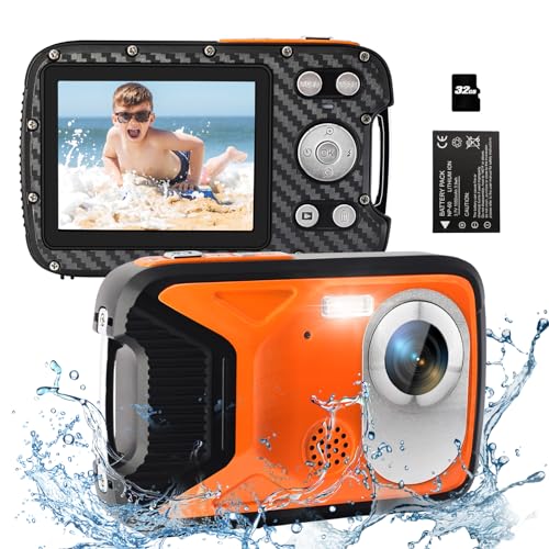 YEEIN Wasserdichte Digitalkamera, 1080P 30MP Kinder Digitalkamera mit 32G Karte und wiederaufladbarem Akku, kompakte tragbare Punkt- und Schießkamera zum Schnorcheln Schwimmen von YEEIN