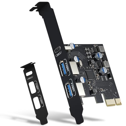 USB PCIE Karte Power Delivery, PCI Express 3 Port (Typ C, 2 x Typ A) PCIe USB 3.0 Schnelllade Karte Expansion Card mit Low Profile Bracket für Desktop PC Windows XP/7/8/10 and Mac OS von YEELIYA