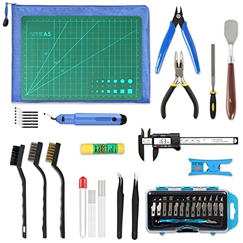YEETIN 45 Stück 3D Drucker Werkzeuge Kit, 3D Druck Zubehör Inklusive Entgratungswerkzeug, Digitaler Messer, Kunstmesser-Set, Rohrschneider, Reinigen, Finishing YEETIN 45 Stück 3D Drucker Werkzeuge Kit, 3D Druck Zubehör Inklusive Entgratungswerkzeug, Digitaler Messer, Kunstmesser-Set, Rohrschneider, Reinigen, Finishing von YEETIN