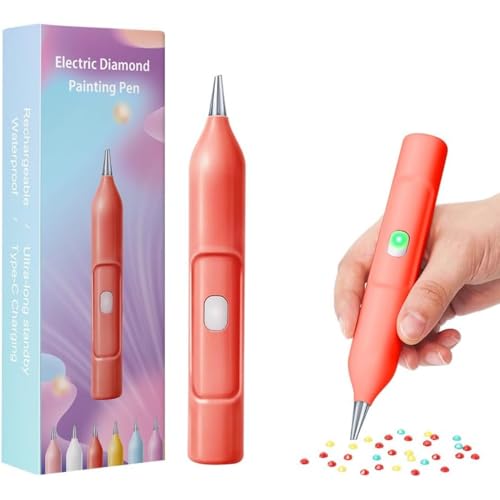 Elektrischer Diamant-Malstift, nachfüllbarer Wachsstift mit Ablageschale, langlebig und stabil, DIY-Zubehör für Erwachsene (Orange) von YEHOOM