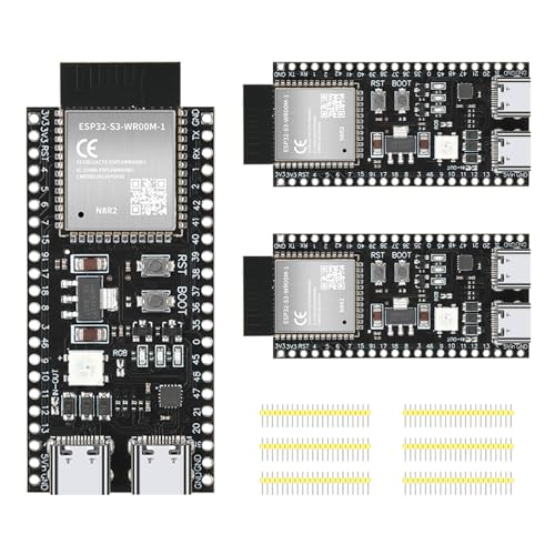 3 Stück ESP32-S3-DevKitC-1-N8R2 Entwicklungsplatine WiFi + Bluetooth MCU-Modul, Dual Typ-C ESP32-S3-WROOM-1 Kerne Mikrocontroller-Prozessor integriert komplette WLAN- und BLE-Funktionen 3 Stück ESP32-S3-DevKitC-1-N8R2 Entwicklungsplatine WiFi + Bluetooth MCU-Modul, Dual Typ-C ESP32-S3-WROOM-1 Kerne Mikrocontroller-Prozessor integriert komplette WLAN- und BLE-Funktionen von YEJMKJ