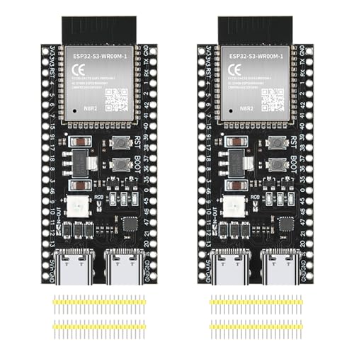 ESP32-S3-DevKitC-1-N8R2 Entwicklungsplatine WiFi + Bluetooth-MCU-Modul, Dual-Typ-C ESP32-S3-WROOM-1 Kerne Mikrocontroller-Prozessor integriert komplette WLAN- und BLE-Funktionen, 2 Stück ESP32-S3-DevKitC-1-N8R2 Entwicklungsplatine WiFi + Bluetooth-MCU-Modul, Dual-Typ-C ESP32-S3-WROOM-1 Kerne Mikrocontroller-Prozessor integriert komplette WLAN- und BLE-Funktionen, 2 Stück von YEJMKJ