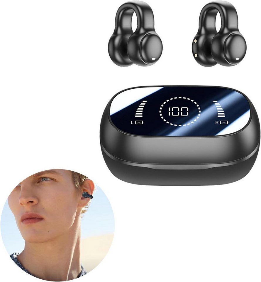 YEKUYEKU Bluetooth 5.3, Bone Conduction Open-Ear-Kopfhörer (Knochenleitungs-Technologie für sicheres Hören ohne Umgebungsgeräuschblockierung., Open Ear, Kabelloses Headset für Sport Radfahren Fahren Laufen) von YEKUYEKU