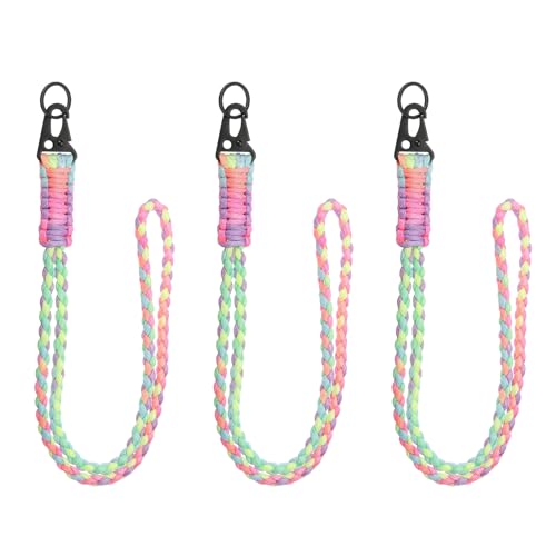YELARXI Paracord-Schlüsselband, 550 Schlüsselanhänger, strapazierfähig, geflochtene Handgelenkschlaufe für Männer und Frauen, Outdoor-Aktivitäten, Überlebensschlüssel, Pfeife, Seil, Ausweis, 3 Stück YELARXI Paracord-Schlüsselband, 550 Schlüsselanhänger, strapazierfähig, geflochtene Handgelenkschlaufe für Männer und Frauen, Outdoor-Aktivitäten, Überlebensschlüssel, Pfeife, Seil, Ausweis, 3 Stück von YELARXI
