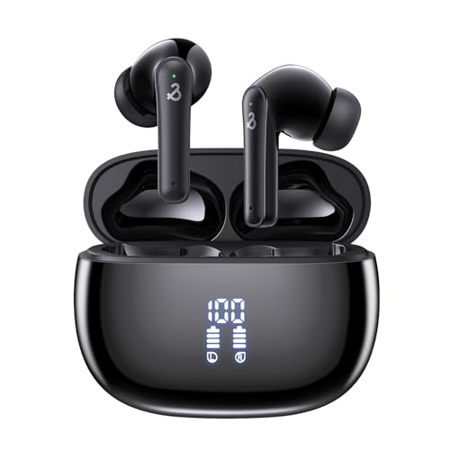 Bluetooth Kopfhörer,Kopfhörer Kabellos Bluetooth 5.3 mit 6 ENC Mikrofon,In Ear kopfhörer Bluetooth mit HiFi Stereo Tiefer Bass, Lärmminderung, 50Std Spielzeit, IPX8 Wasserdicht Ohrhörer LED-Anzeige von YELKUTT