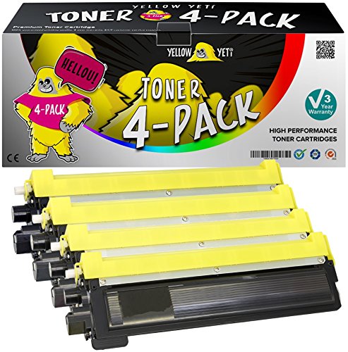 YELLOW YETI 4er Pack TN230 TN-230 Premium Toner kompatibel für Brother HL-3040CN HL-3045CN HL-3070CN HL-3070CW HL-3075CW DCP-9010CN MFC-9120CN MFC-9125CN MFC-9320CW MFC-9325CW von YELLOW YETI